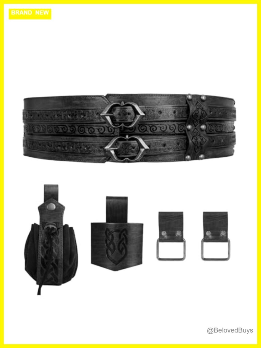 Medieval Wide Viking Belt - Renaissance LARP Costume Accessory with Alloy Buckle